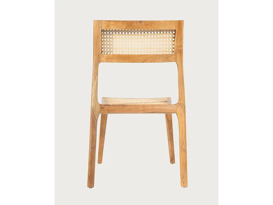 Duo Chaises Japandi Teck Massif Rotin - Canopee