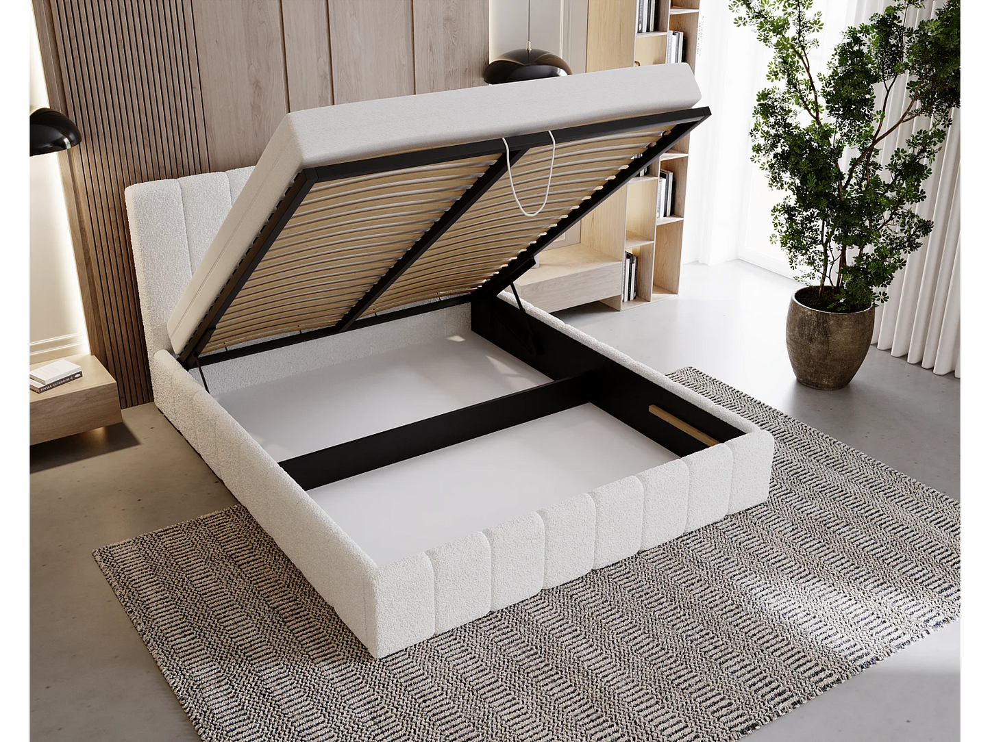 Lit Slim Japandi Cadre Métal Boucle - Besilio