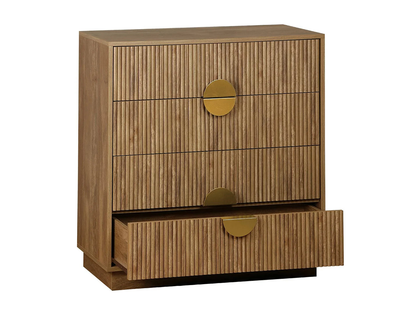 Commode Japandi Manguier Détails Dorés - Rainuré