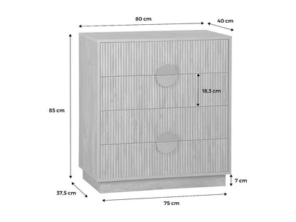 Commode Japandi Manguier Détails Dorés - Rainuré
