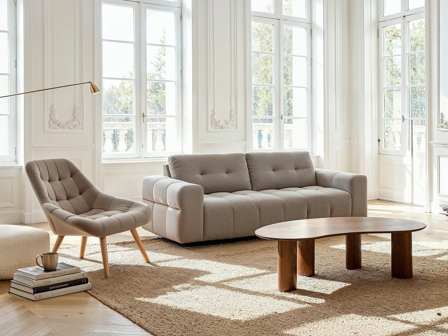 Table Basse Japandi Organique Noyer - Calynor