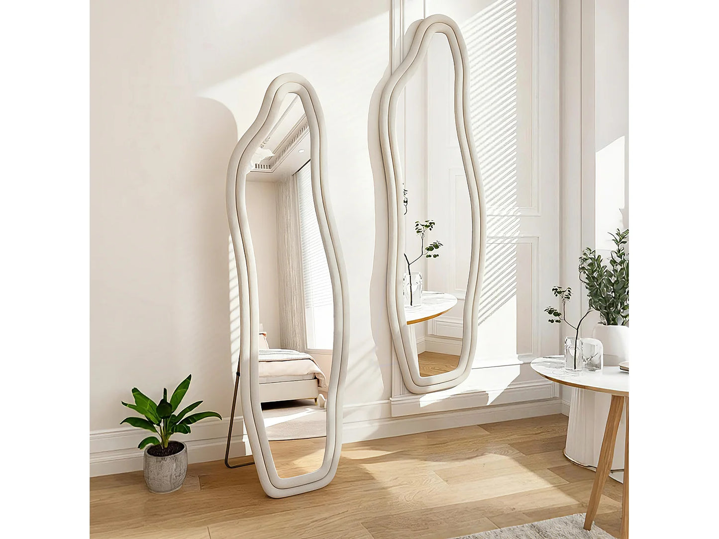 Miroir Psyché Japandi Velours Blanc - Moderne