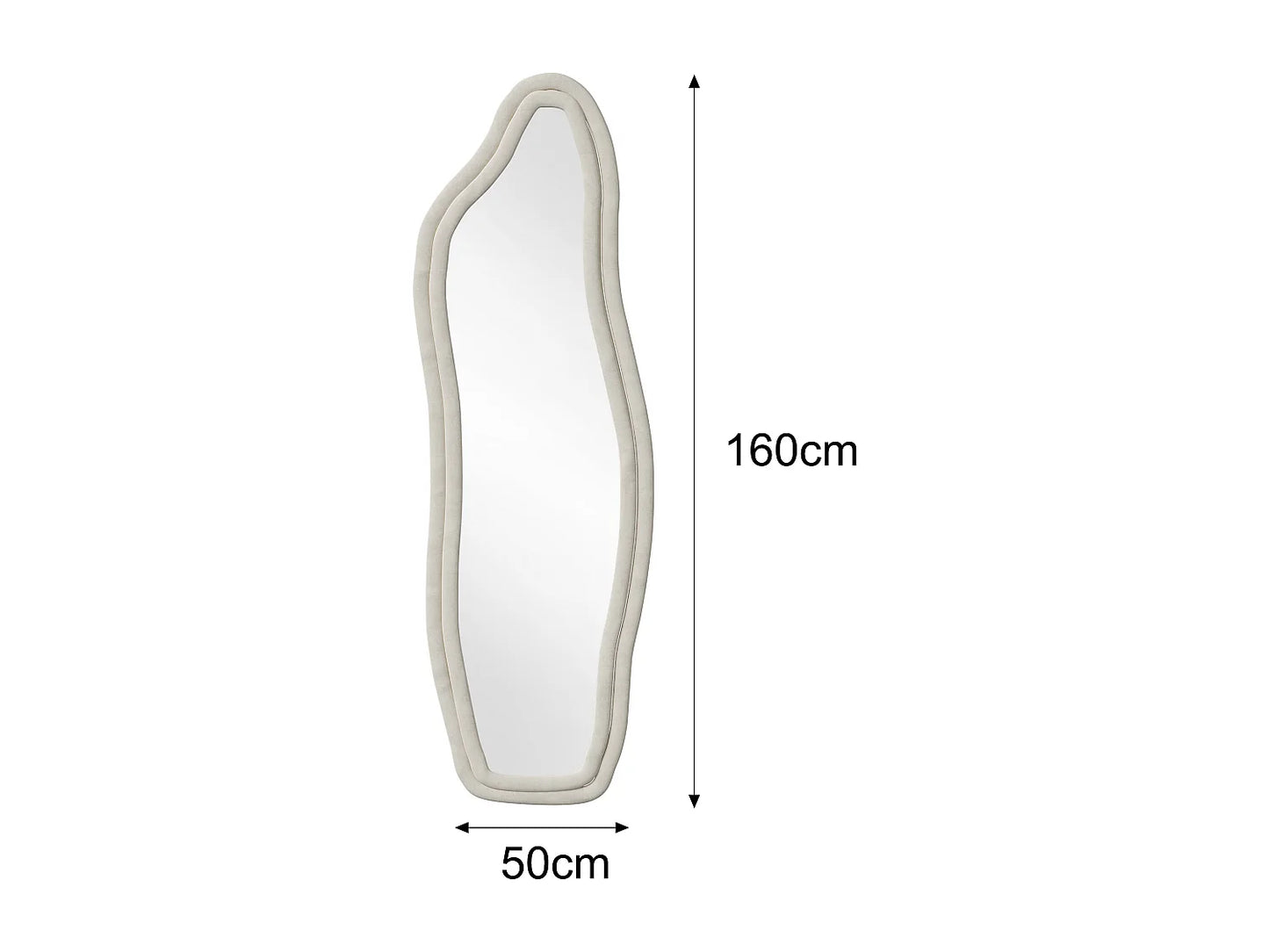 Miroir Psyché Japandi Velours Blanc - Moderne