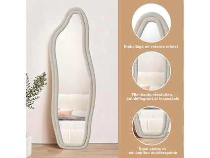 Miroir Psyché Japandi Velours Blanc - Moderne