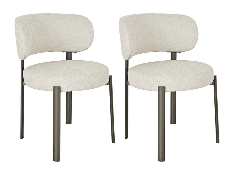 Lot 2 Chaises Japandi Texture Bronze Crème - Asilova
