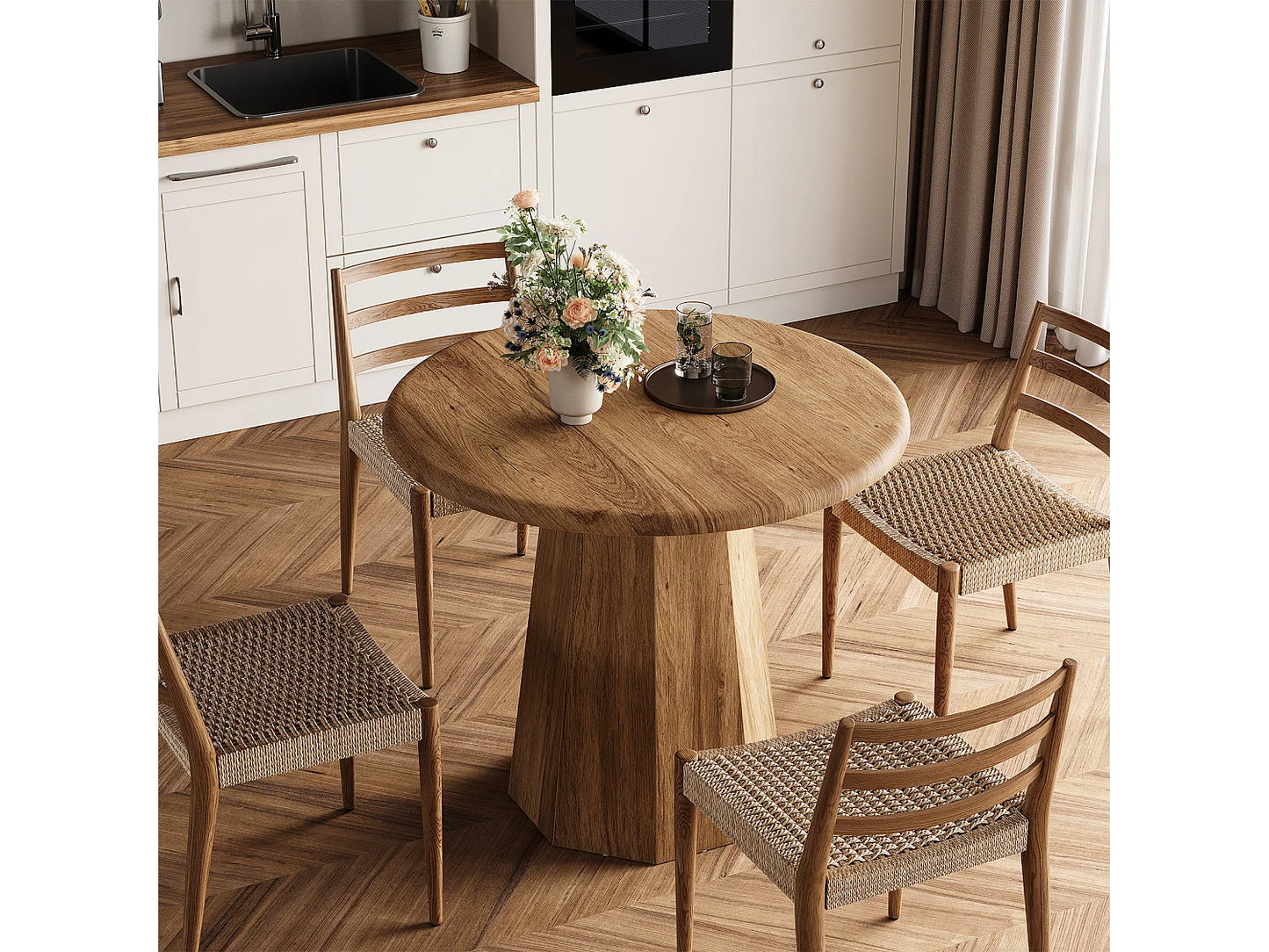 Petite Table Japandi Piétement Octogonal - Cuisine