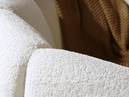 Fauteuil Japandi Coquillage Chenille Beige - Delipo