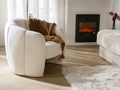 Fauteuil Japandi Coquillage Chenille Beige - Delipo