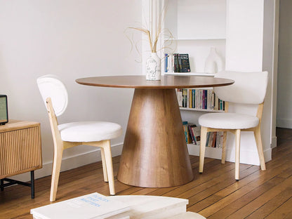 Table Ronde Japandi Quatre Couverts Naturel Foncé - Antaliza