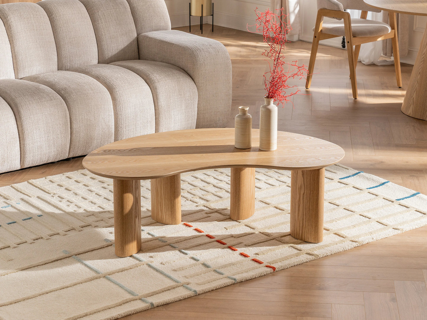 Table Basse Japandi Organique Bois Clair - Calynor