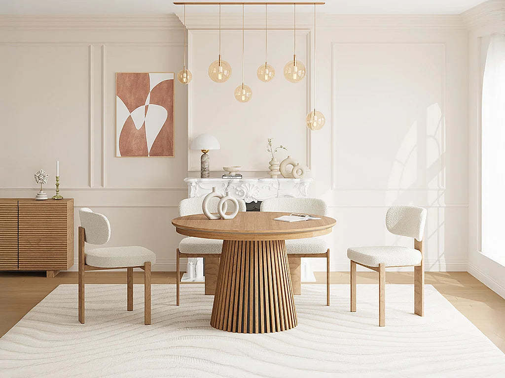 Table Extensible Japandi Placage Chêne Naturel - Carmiza
