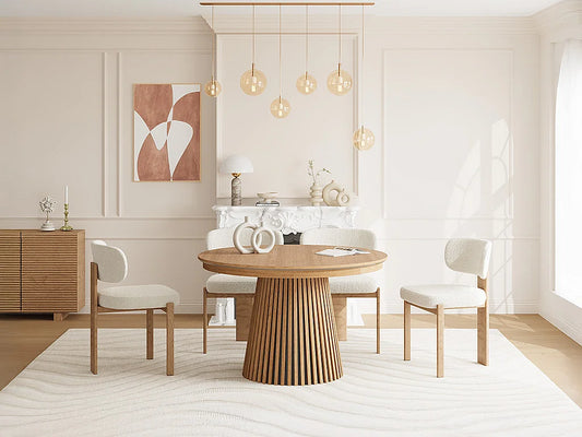 Table Extensible Japandi Placage Chêne Naturel - Carmiza