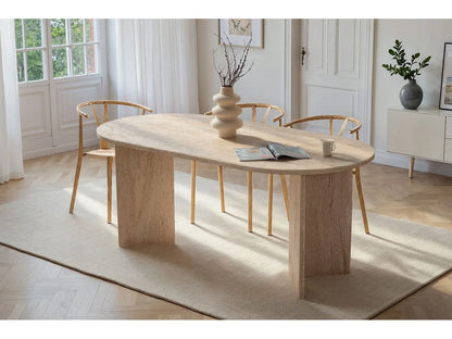 Table Bois Japandi Design Travertin - Sablin