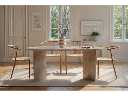 Table Bois Japandi Design Travertin - Sablin
