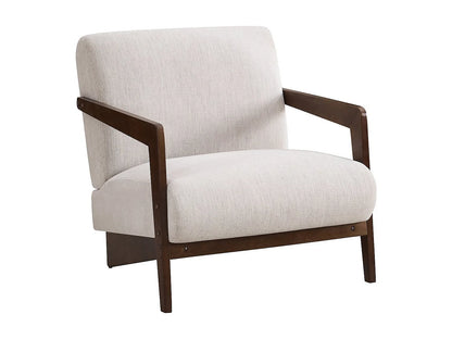 Fauteuil Japandi Bois Et Tissu Beige - Lena