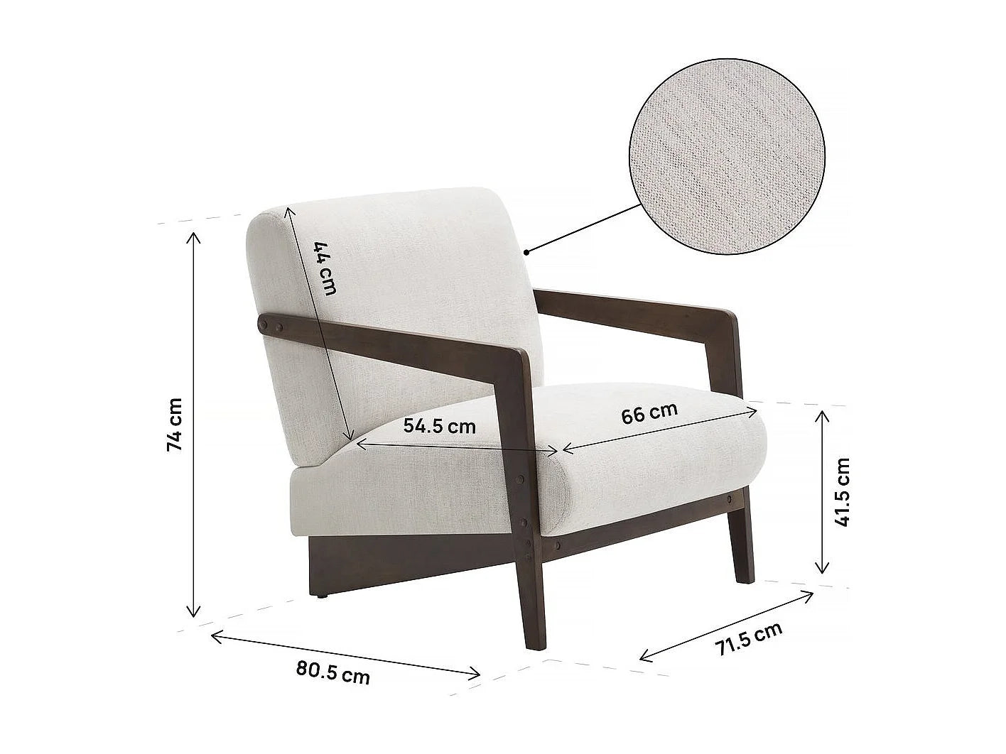 Fauteuil Japandi Bois Et Tissu Beige - Lena