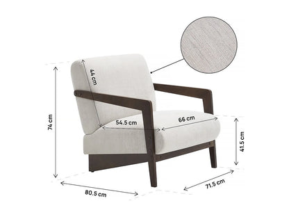 Fauteuil Japandi Bois Et Tissu Beige - Lena