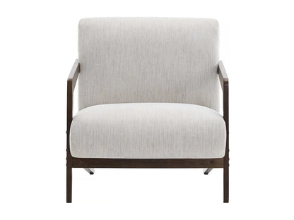 Fauteuil Japandi Bois Et Tissu Beige - Lena