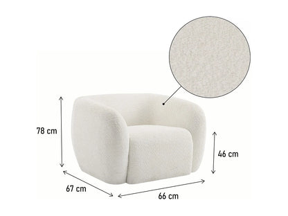 Fauteuil Japandi Design Bouclette Blanc - Washington
