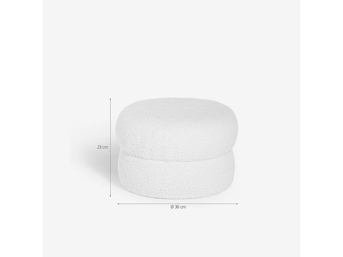 Pouf Teddy Japandi Blanc Boucle - Raion