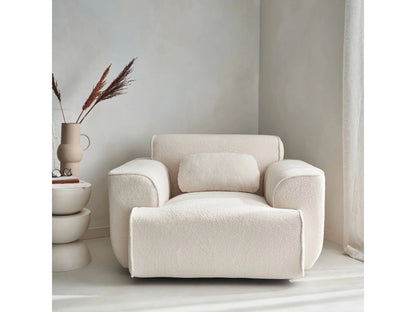 Fauteuil Japandi Bouclette Blanche Arrondi - Wallas