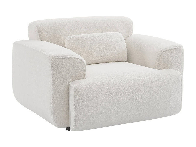 Fauteuil Japandi Bouclette Blanche Arrondi - Wallas