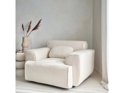 Fauteuil Japandi Bouclette Blanche Arrondi - Wallas