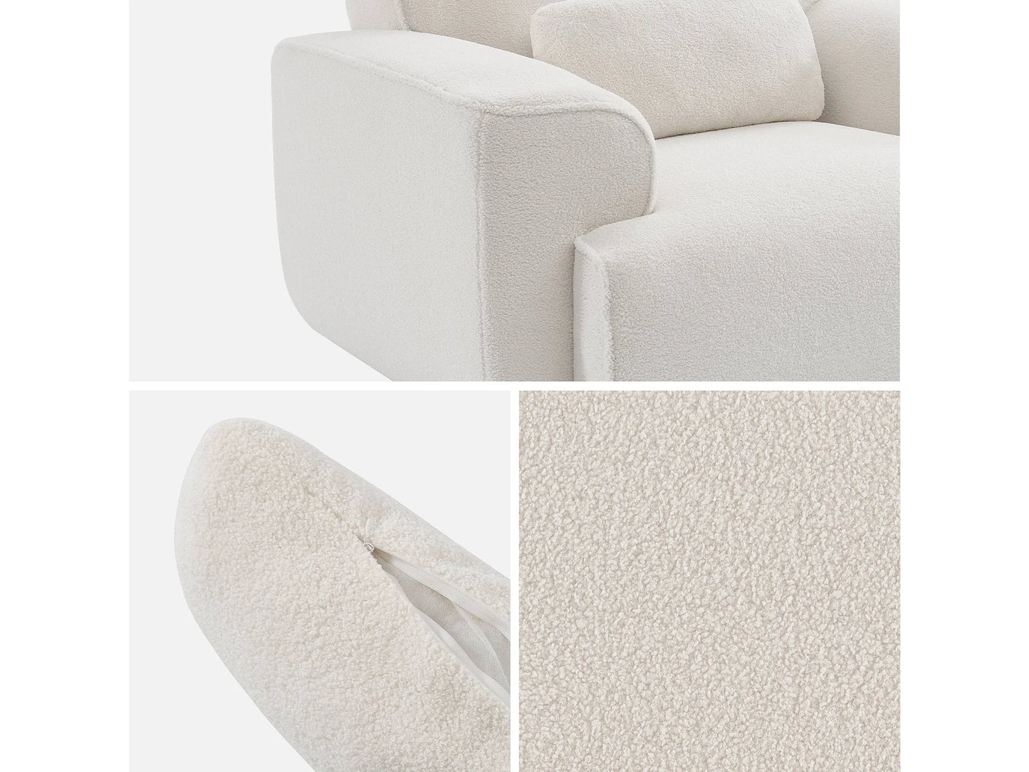 Fauteuil Japandi Bouclette Blanche Arrondi - Wallas