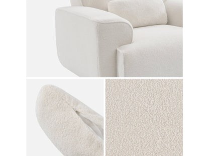 Fauteuil Japandi Bouclette Blanche Arrondi - Wallas