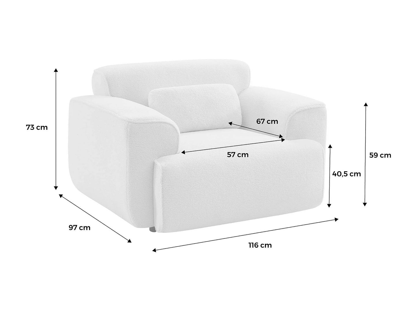 Fauteuil Japandi Bouclette Blanche Arrondi - Wallas