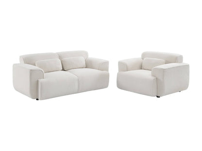Fauteuil Japandi Bouclette Blanche Arrondi - Wallas