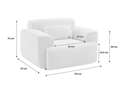 Fauteuil Japandi Bouclette Blanche Arrondi - Wallas