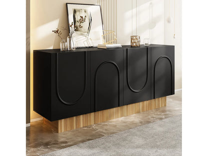 Buffet Moderne Japandi Salon Noir Naturel - Noir