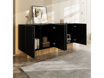 Buffet Moderne Japandi Salon Noir Naturel - Noir