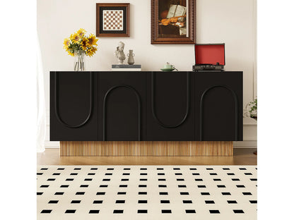 Buffet Moderne Japandi Salon Noir Naturel - Noir