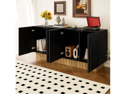 Buffet Moderne Japandi Salon Noir Naturel - Noir