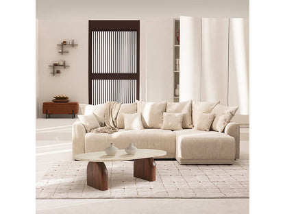 Table Basse Japandi Ovale Travertin et Bois 100x60 - Lipali