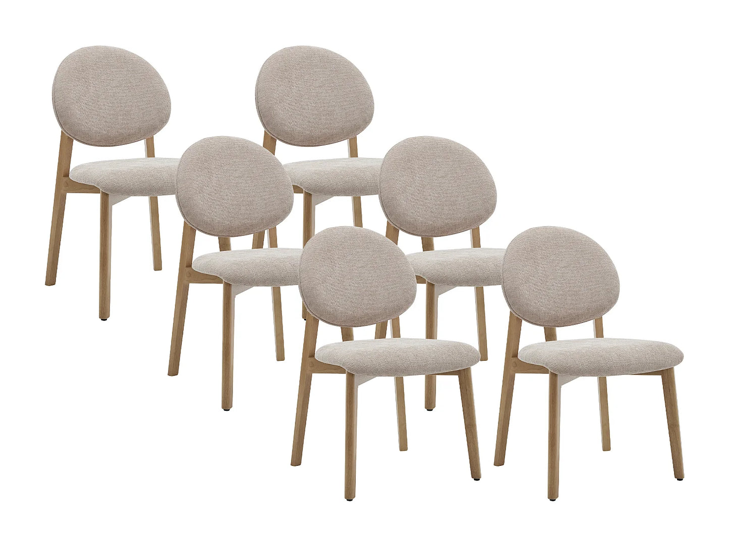 Lot De 6 Chaises Japandi Texture Naturel Clair - Marleni