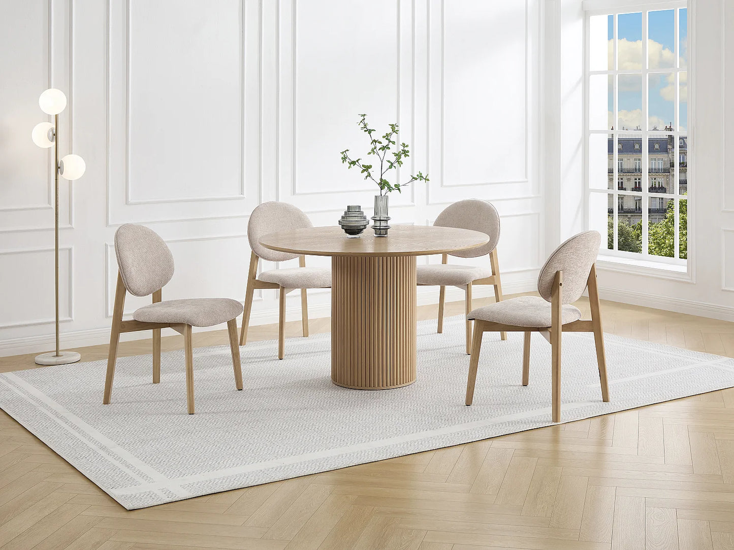 Lot De 6 Chaises Japandi Texture Naturel Clair - Marleni