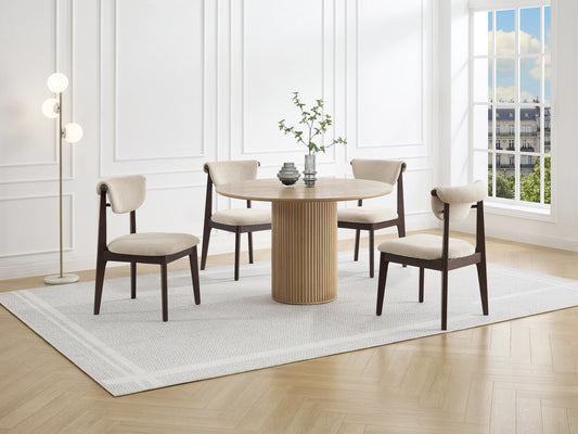 Lot De 2 Chaises Japandi Texture Beige Hévéa - Gabiel