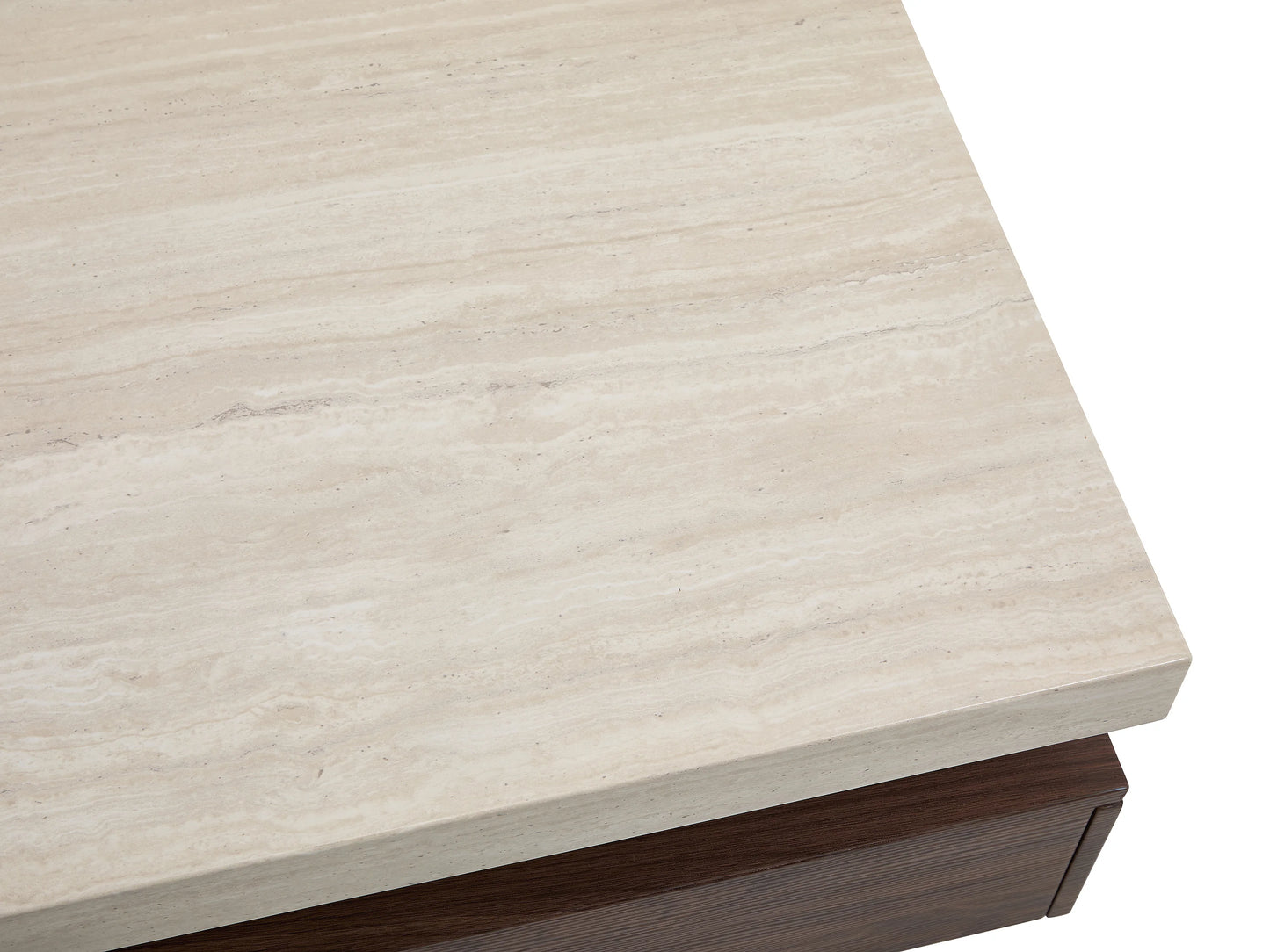 Table Basse Japandi Rectangulaire Carrée Bois et Travertin - Felix