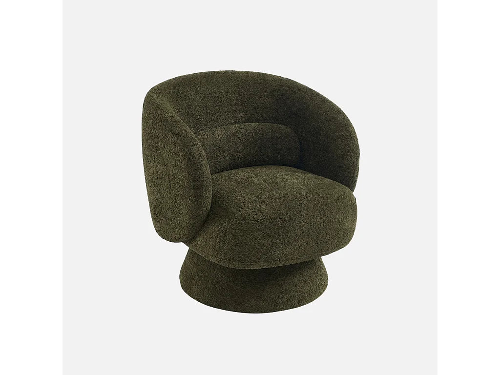 Fauteuil Japandi Pivotant Tissu Kaki - Elias