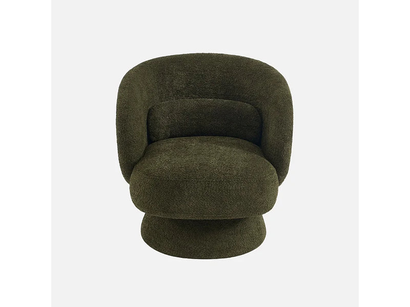 Fauteuil Japandi Pivotant Tissu Kaki - Elias