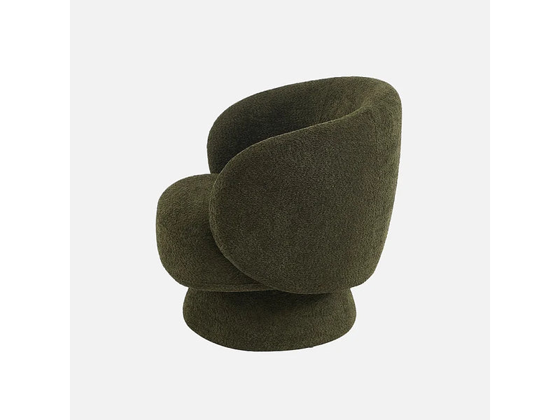 Fauteuil Japandi Pivotant Tissu Kaki - Elias