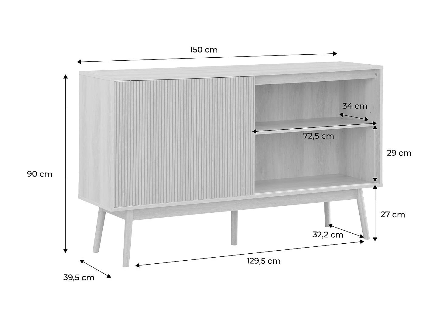 Buffet Linéaire Japandi Bois Naturel - Linear