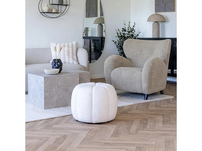 Pouf Contrasté Japandi Rond Blanc - Pumba