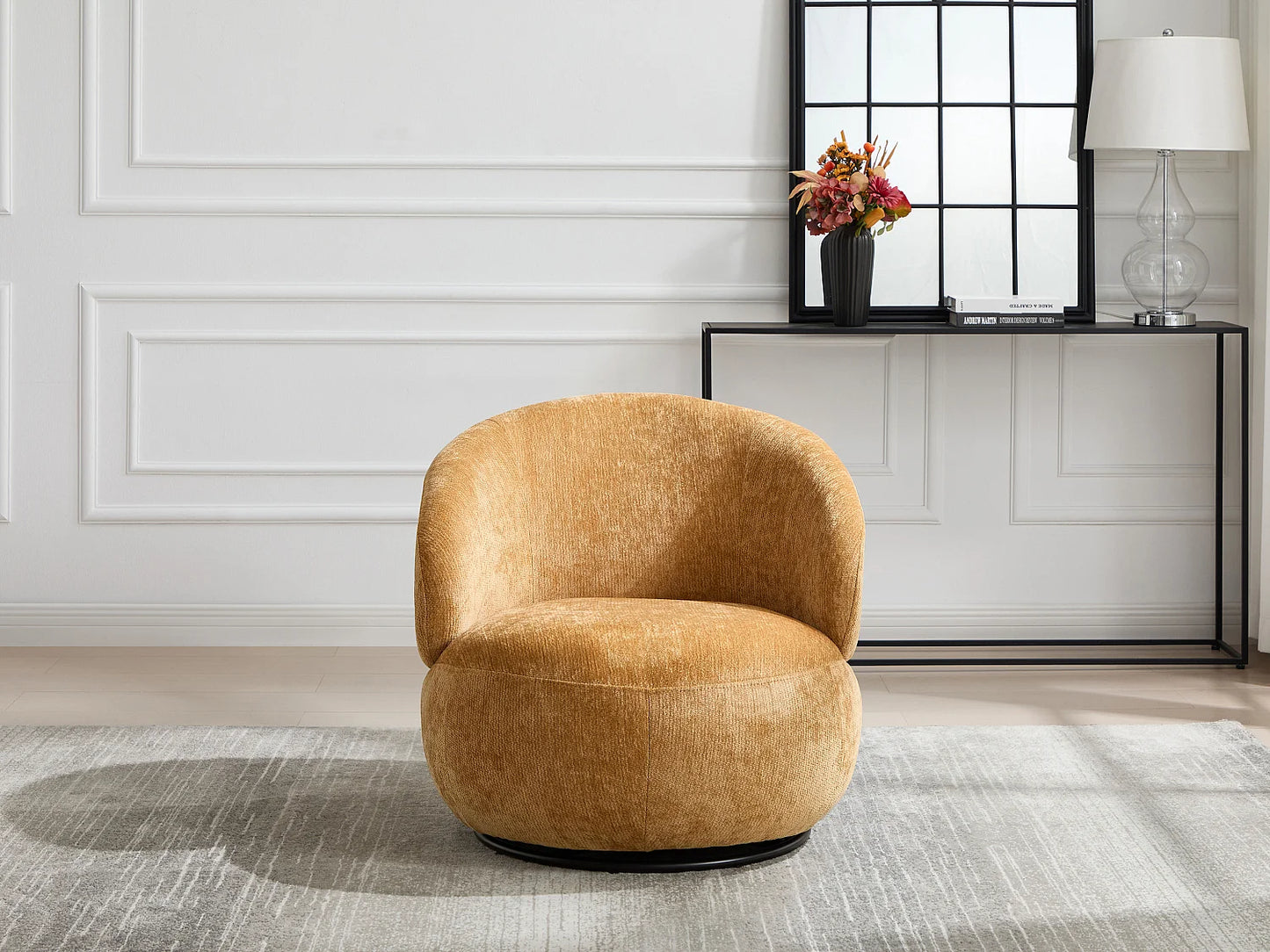 Fauteuil Japandi Rotatif Texturé Jaune - Lacazo