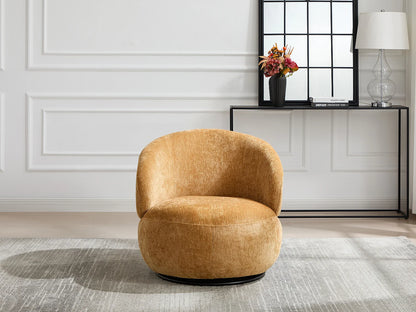 Fauteuil Japandi Rotatif Texturé Jaune - Lacazo