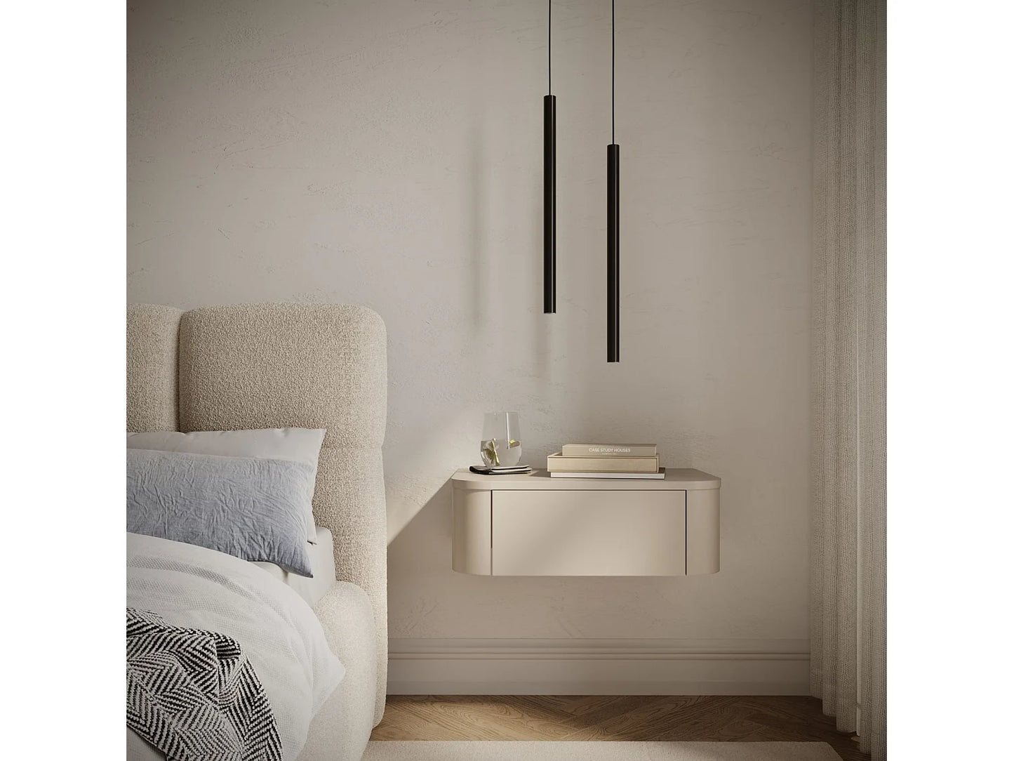 Duo Chevets Muraux Japandi Gris Cachemire - Luvio