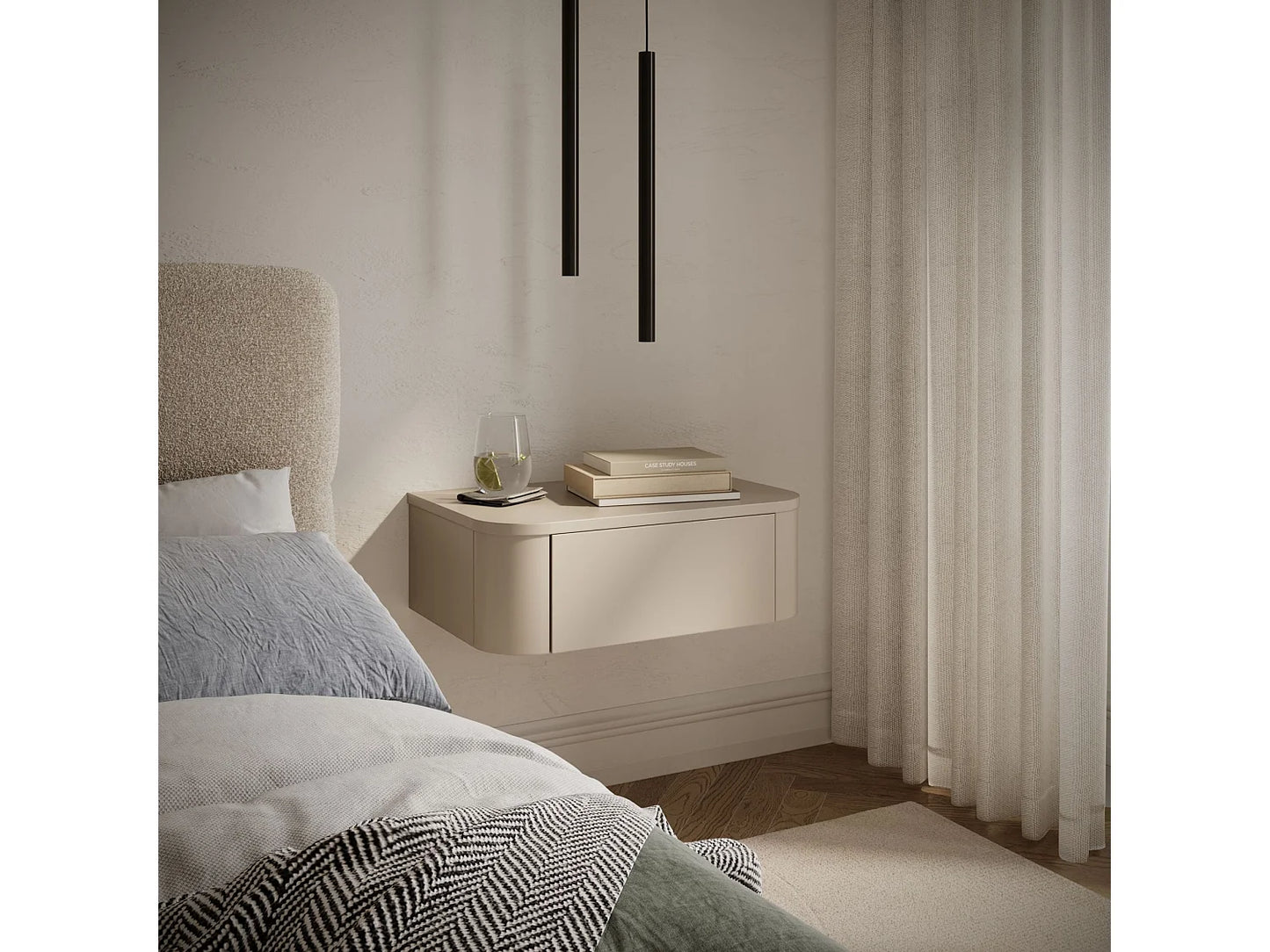 Duo Chevets Muraux Japandi Gris Cachemire - Luvio